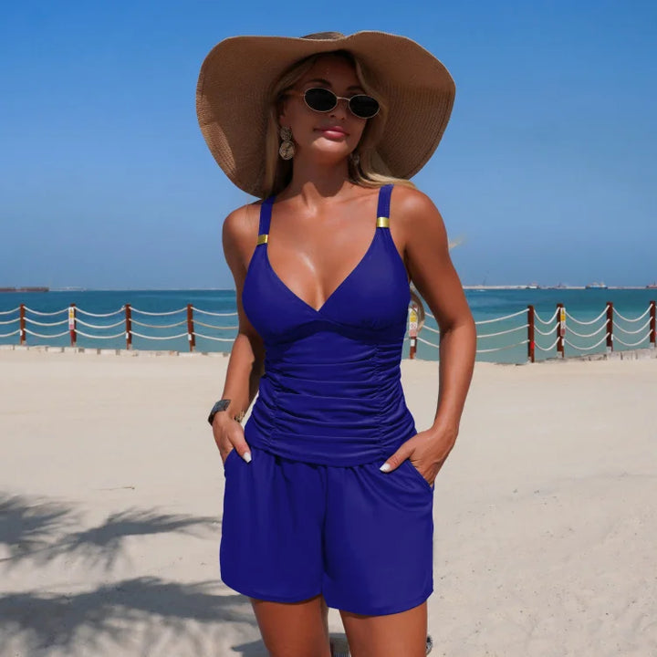 Harper | Set de tankini plisat cu buzunare