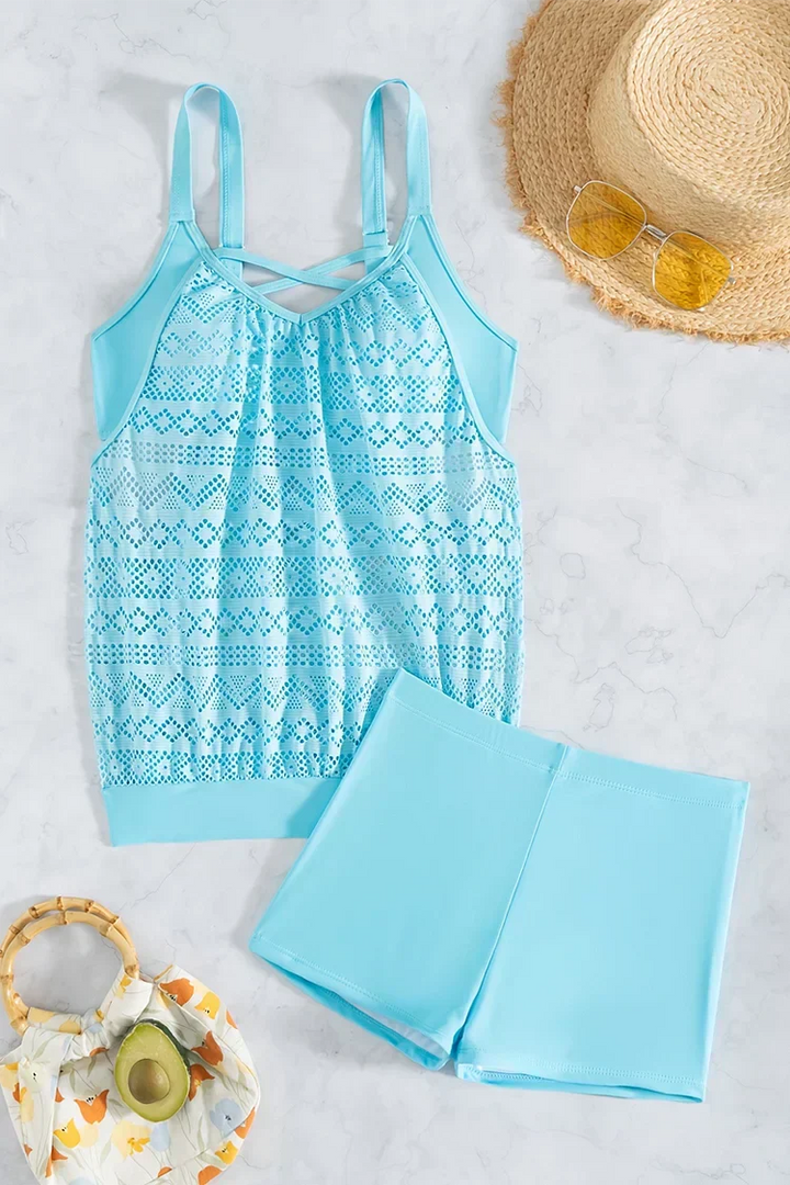 Cristal | Set de tankini cu dantelă care acoperă burtica