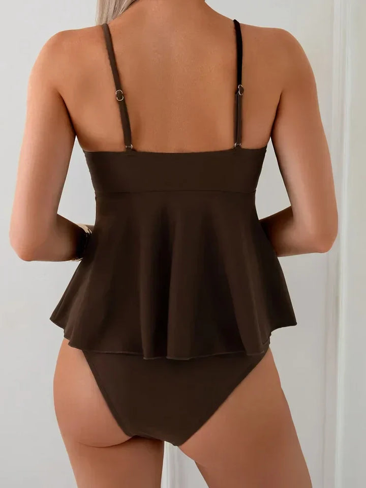 Coco | Set de tankini cu peplum care acoperă abdomenul