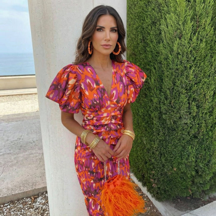 Rochie elegantă Ani cu mâneci bufante remarcabile