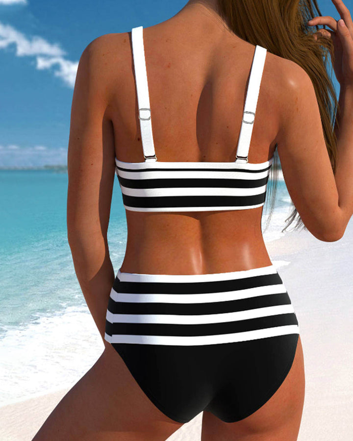 Lula® | Bikini cu dungi de talie înaltă