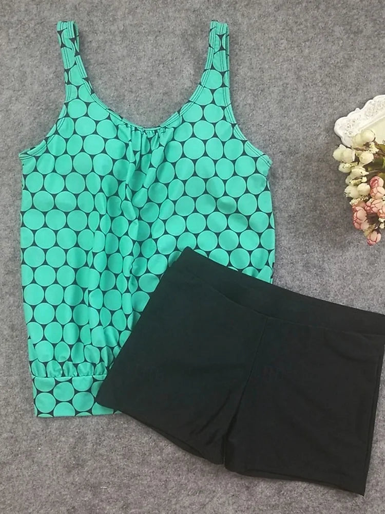 Punto | Set de tankini cu buline care acoperă burtica cu pantaloni scurți de baie